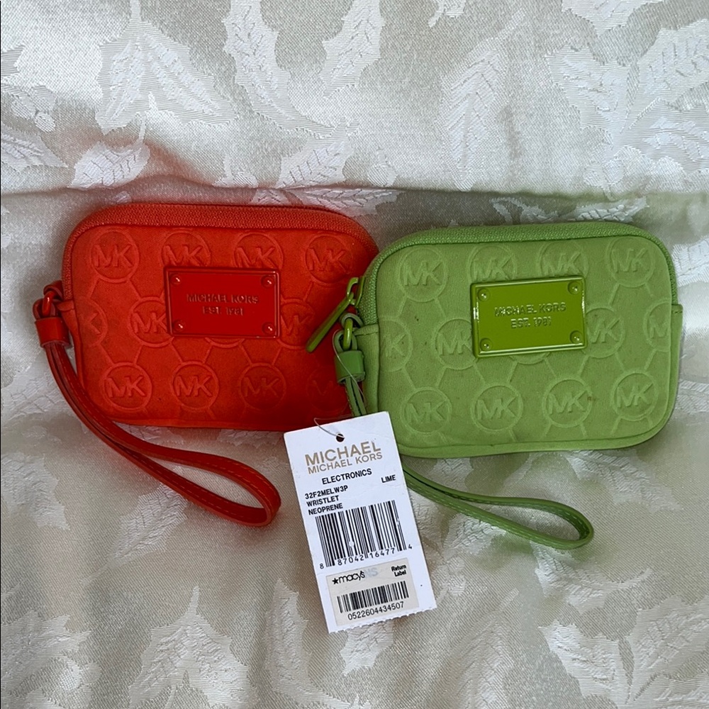 Michael Kors Orange & Green Wristlet